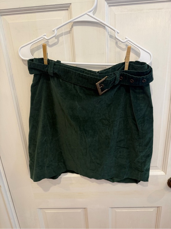 Zara Dresses & Skirts - Zara Dark Green Suede Belted Mini Skirt